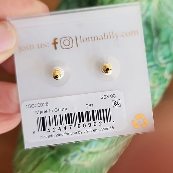 Lonna and Lilly Gold Tone Grean Teardrop Flower Petal Dangle/Drop Earrings - Picture 3 of 3